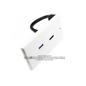 Placa Tapa Decora HDMI 4k pigtail + USB 3.0 en ABS